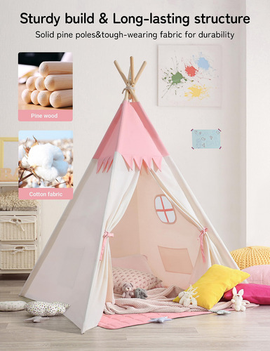 Carpa Tipo Tipi Besrey Para Niños Con Tapete Acolchado Y Cad