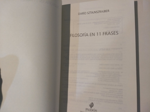 Libro Filosofía En 11 Frases - Darío Sztajnszrajber (Usado)
