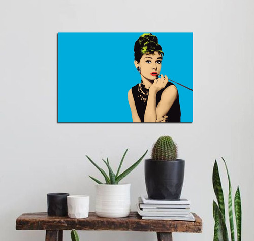 Cuadro 40x60cm Audrey Hepburn Pop Art Boquilla Retro Smoke