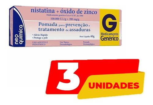 Imagem 1 de 2 de 3 Pomadas Assadura Nistatina+ox.zinco 60g Neoquimica Atacado