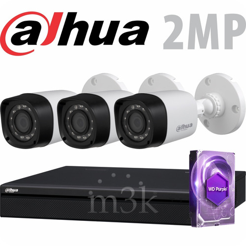 Kit Seguridad Dahua Dvr 4 + Disco + 3 Camaras Ext 1080p