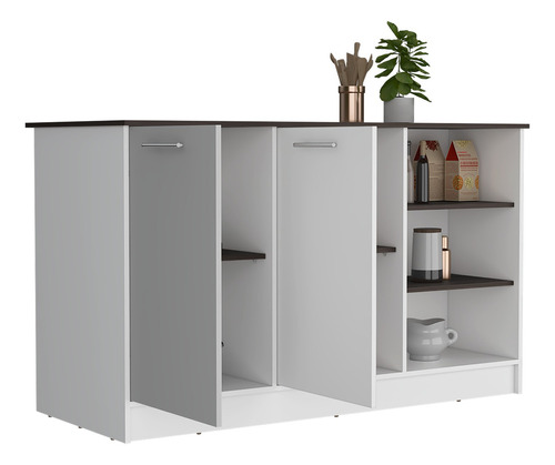 Isla De Cocina 90x150x67 Rta Ginger Color Milan Blanco