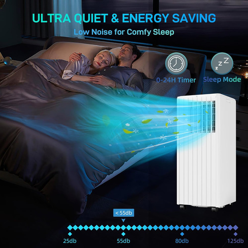 Aire Acond. Portátil 8000 Btu, Bajo Consumo, 3 En 1, 32 M²,