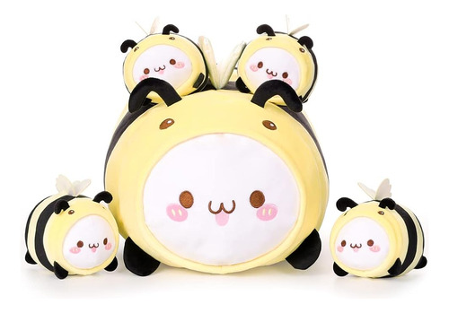 Aixini Lindo Gato Abeja Mamá Peluche Con 4 Little Baby Cats 