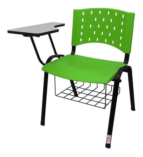 Cadeira Universitária Plástica Verde Kit 5 Ultra Móveis