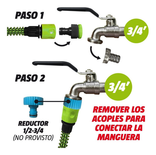Imagen 3 de 10 de Manguera Expansible + Pistola De 7 Funciones + Soporte Colga