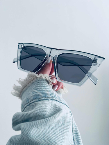 Gafas Sol Lentes Mujer Gris Marco Transparente Clasico