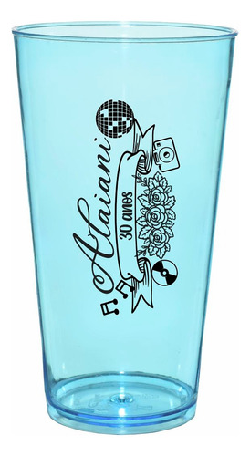 Kit 120 Copos Festa Caldereta 390ml Acrílico Personalizados Cor Azul