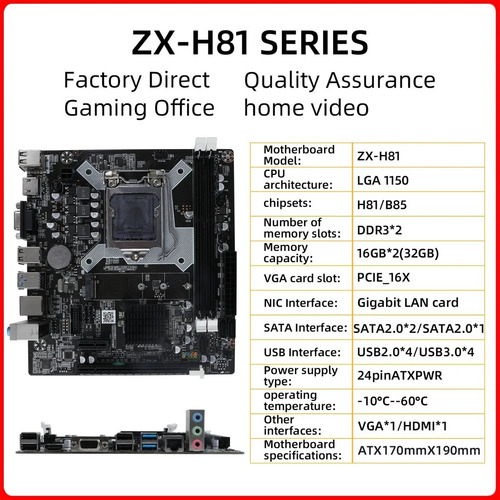 Placa Madre Keyiyou H81 Lga 1150 Compatible Con Procesador I