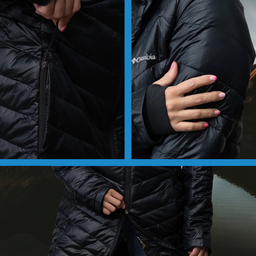 Campera Columbia Térmica Joy Peak Inflable Mujer Capucha