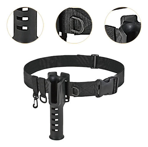 Soporte Para Caña De Pescar, Cinturón, Ajustable, Negro