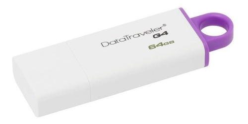 Memoria USB Kingston DataTraveler G4 DTIG4 64GB 3.0 blanco y violeta