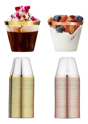 B Vasos De Plástico Dorados Desechables De 9 Oz, Copa De