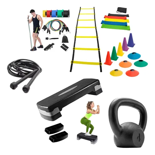comprar Kit Treino 5 Cones 5 Chapeu Escada Kit 11 Elástico Miniband