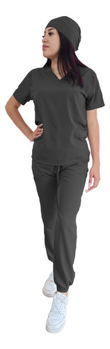 Uniforme Quirúrgico Pijama Scrub Filipina Pantalón Cofia Gris Oxford 32