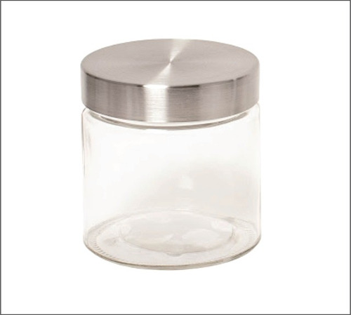 Frasco Tarro Vidrio Chico Tapa Acero 13 Cm Contenedor