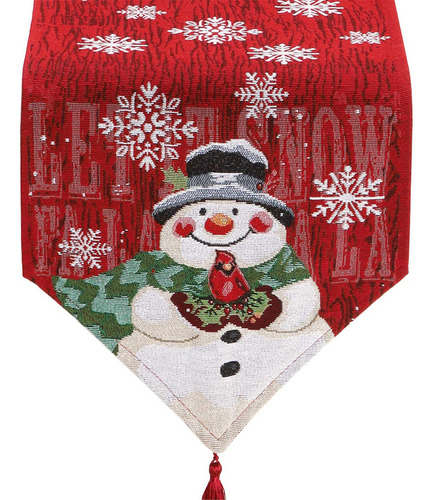 Mantel En Forma De Y, Bordado Con Muñeco De Nieve Navideño,