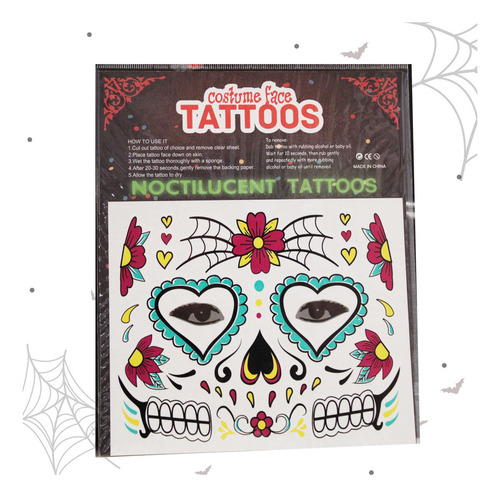 12 Tatuajes Temporales Catrinas Calaverita Halloween Muertos Color Catrina