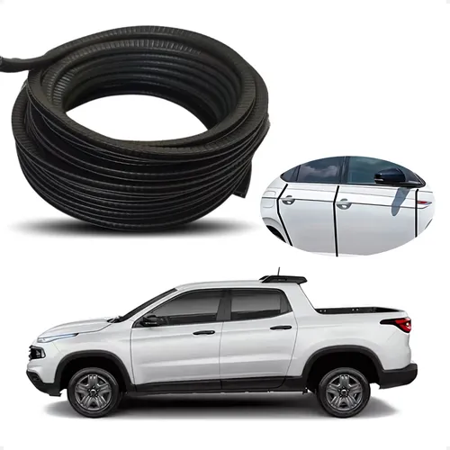 Borracha Protetor Borda Porta Fiat Toro 10mt Universal Preto
