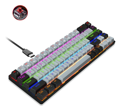 Teclado Mecánico Hxsj V800 68 Llaves De Juego Rgb