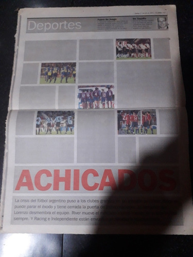 Clipping Diario Clarín Deportes 17 7 2001 Ajuste Fútbol 