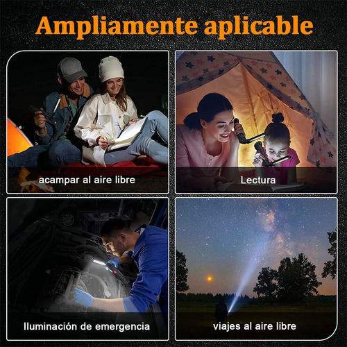 Imán De Linterna De Trabajo Recargable Inspección Lámpara Color De La Linterna Blanco Color De La Luz Negro CampingLed