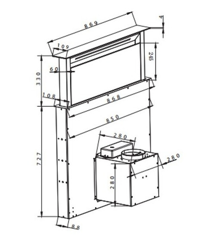 Imagen 4 de 4 de Extractor Downfraft Para Embutir En Isla 90 Cm