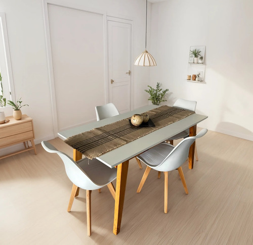Juego Comedor Escandinavo Mesa Nórdica 120 + 4 Sillas Tulip Blanco