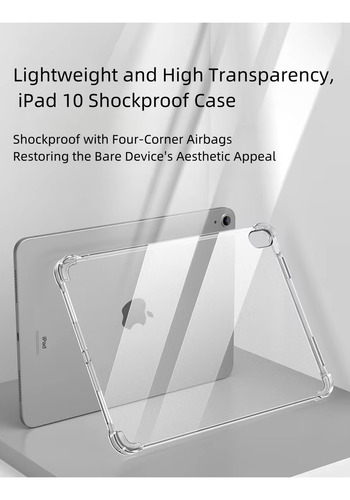 Funda Silicon Tpu Para Ipad 10th 11th A2696 A3354 Flexible Transparente