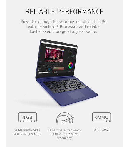Hp 14 Portátil Intel Celeron N4020 4 Gb Ram 64 Gb Almacenami