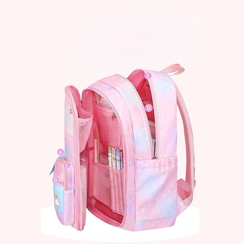 Mochila Escolar De Arco Iris Para Niñas De La Escuela Primar 2023 Color Rosa Diseño De La Tela Oxford Cloth