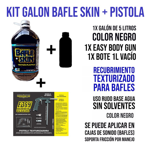 Kit Recubrimiento Bafle Skin Galon 5 L + Pistola + Bote 1 L