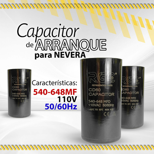 Capacitor D Arranque P/nevera 540-648mf 110v 50-60hz / 10611