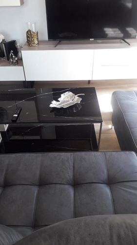 Imagen 4 de 6 de Mesa Ratona Living Moderno C/ Estante Hierro Y Simil Marmol