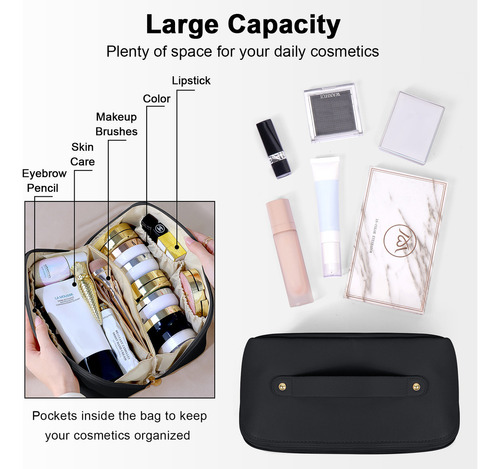 Cosmetiquera Neceser Estuches De Maquillaje Bolsa Viaje Color Negro