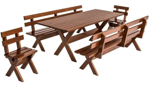 Conjunto Ballestro Country Mesa + 4 Bancos 2000 Pinus