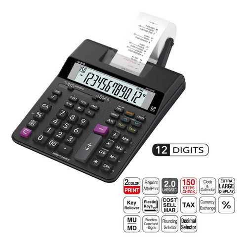 Imagen 4 de 7 de Calculadora Con Impresor Casio Sumadora Hr-200rc