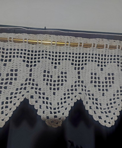 Cortina Bando Cenefa A Crochet Hilo/algodón 117cm X 30cm