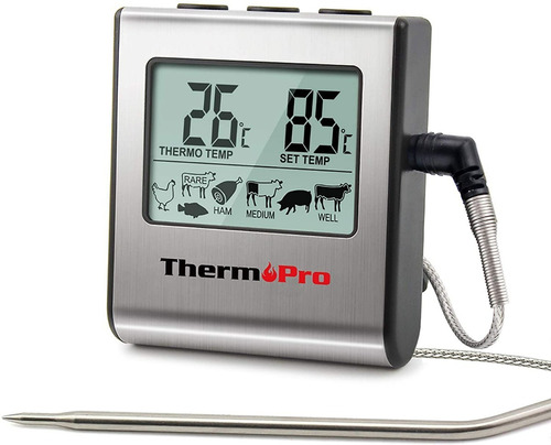 Termometro Digital Cocina Con Sonda Carnes Premium Color Gris ThermoPro TP-16