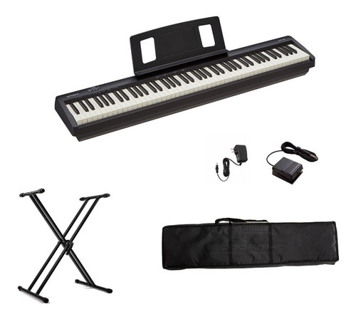 Piano Roland Digital De 88 Teclas Fp-10bk Con Base Y Funda Color Negro