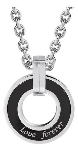 Urban Jewelry His & Hers Couples Engraved Double Ring Pendan