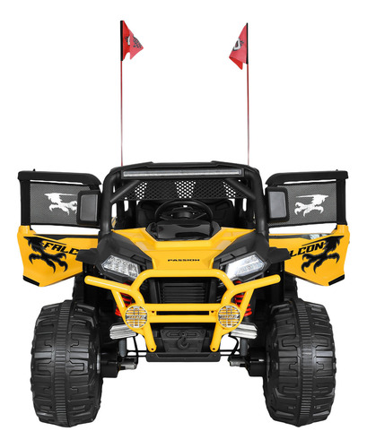 Montable Buggy 24v Con Llanta Grande Luces Sonido Para Niños Color Amarillo
