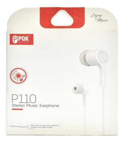 Pqk Auricular Microfono Blanco Earphone P110