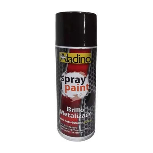 Pintura Spray Brillo Metalizado Aladino 400cc Negro