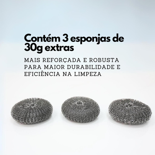 Escova de Limpeza de Grelha de Aço Inoxidável Limpeza Louça com Esponja Prateado Lumai