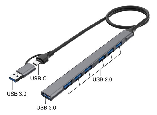 Divisor Usb A Usb C A Usb 3.0 Y Adaptador Usb 2.0 7 Puertos