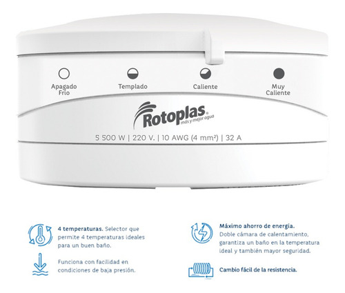 Ducha Eléctrica Rotoplas 4 Temperaturas