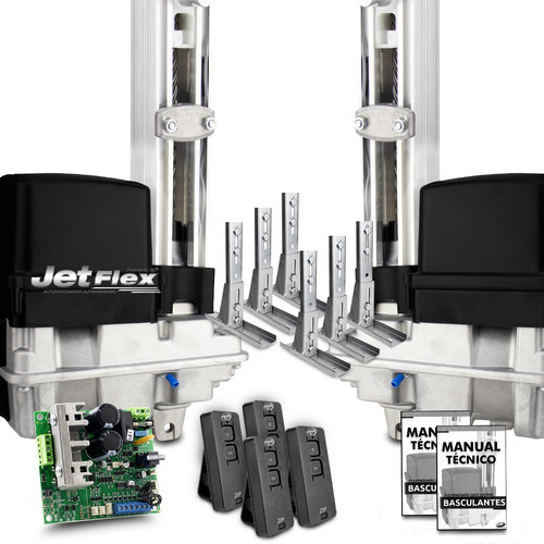 Kit 2 Motor Portão Eletrônico Basculante Ppa Jetflex 1/4 Sup