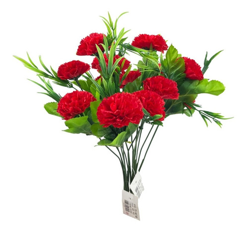 Pack 2 Ramos De Flores Artificiales Claveles Decoración 30cm