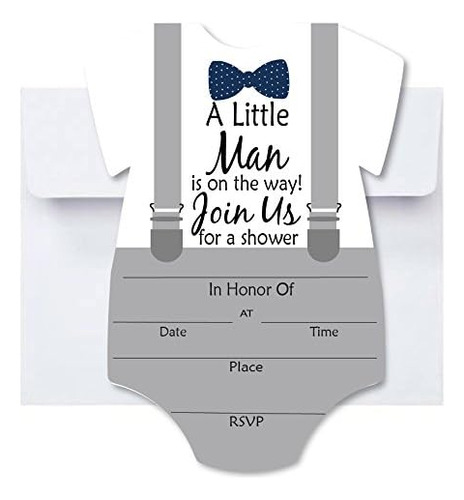 Little Man Baby Shower Blank Invites 50 Pack Fill In In...